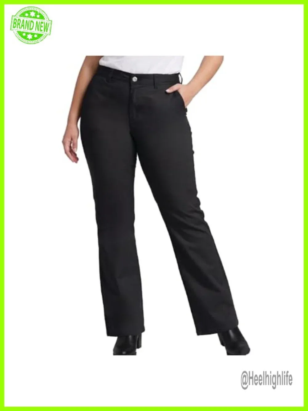 Mid Rise Slim Fit Bootcut Stretch Twill Work Pants Anti-Gap Waistband Plus Size